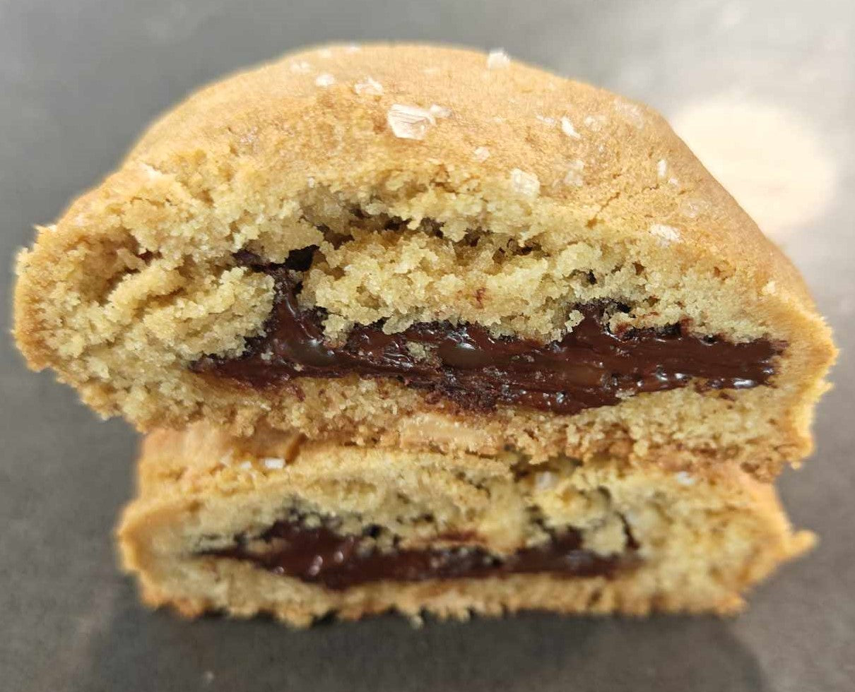 Dark choc salted caramel cookie